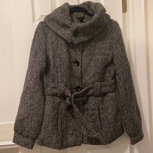 H&M wool coat - size 8 - black/white/gray